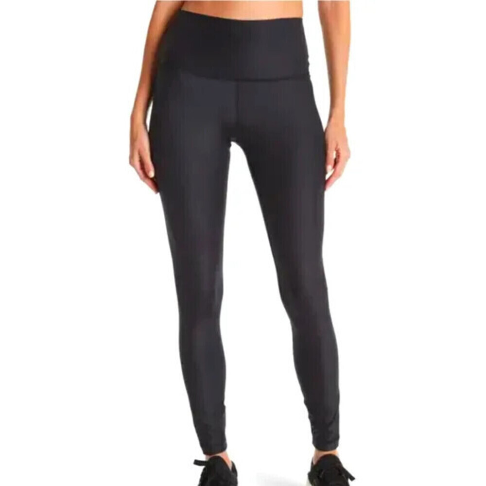 90 Degree By Reflex High Shine Eco Rib High Rise Leggings Black Size S